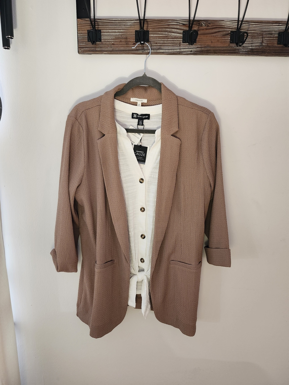 Maurice's Large Knit Khaki Blazer Large NWT And Cable & Gauge Shirt XL NWT